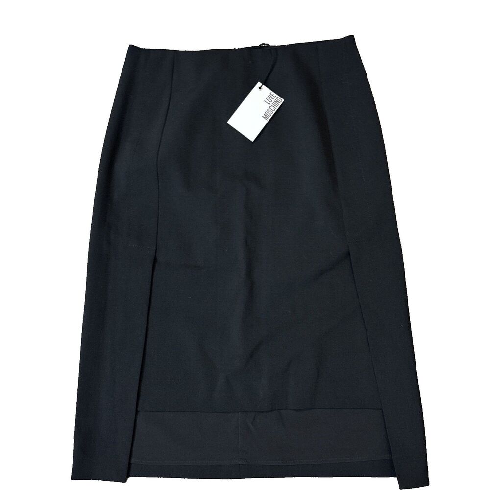 NEW NWT Moschino Love - Black - pencil skirt size 4 US, $295 Poly Wool Blend